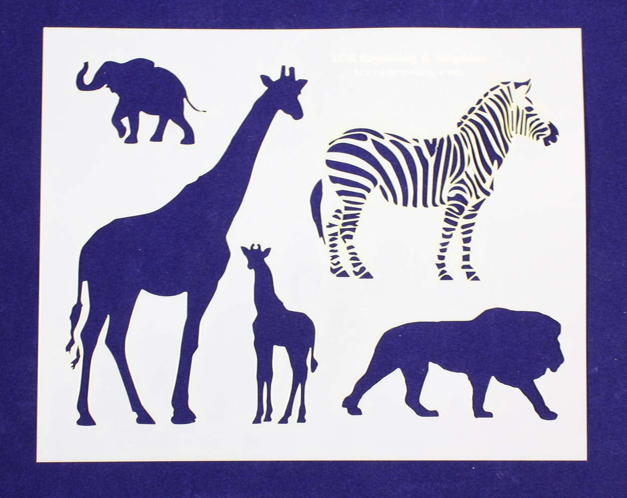 2 Piece Set Safari Animals Stencils 8 X 10 Inches