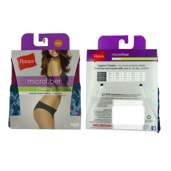 Hanes Microfiber Bikini Cheeky Underwear Size 6/M, 4 Pack, Multicolor (Women's)