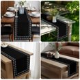 thumbnail image 5 of Black Textured Table Runner 72 Inches Long, Farmhouse Country Woven Striped Cotton Linen Table Runners Dresser Scarves, Decorative Fabric Tabletop Scarf Furniture Cover for Home Dinner Party 13"x72", 5 of 9