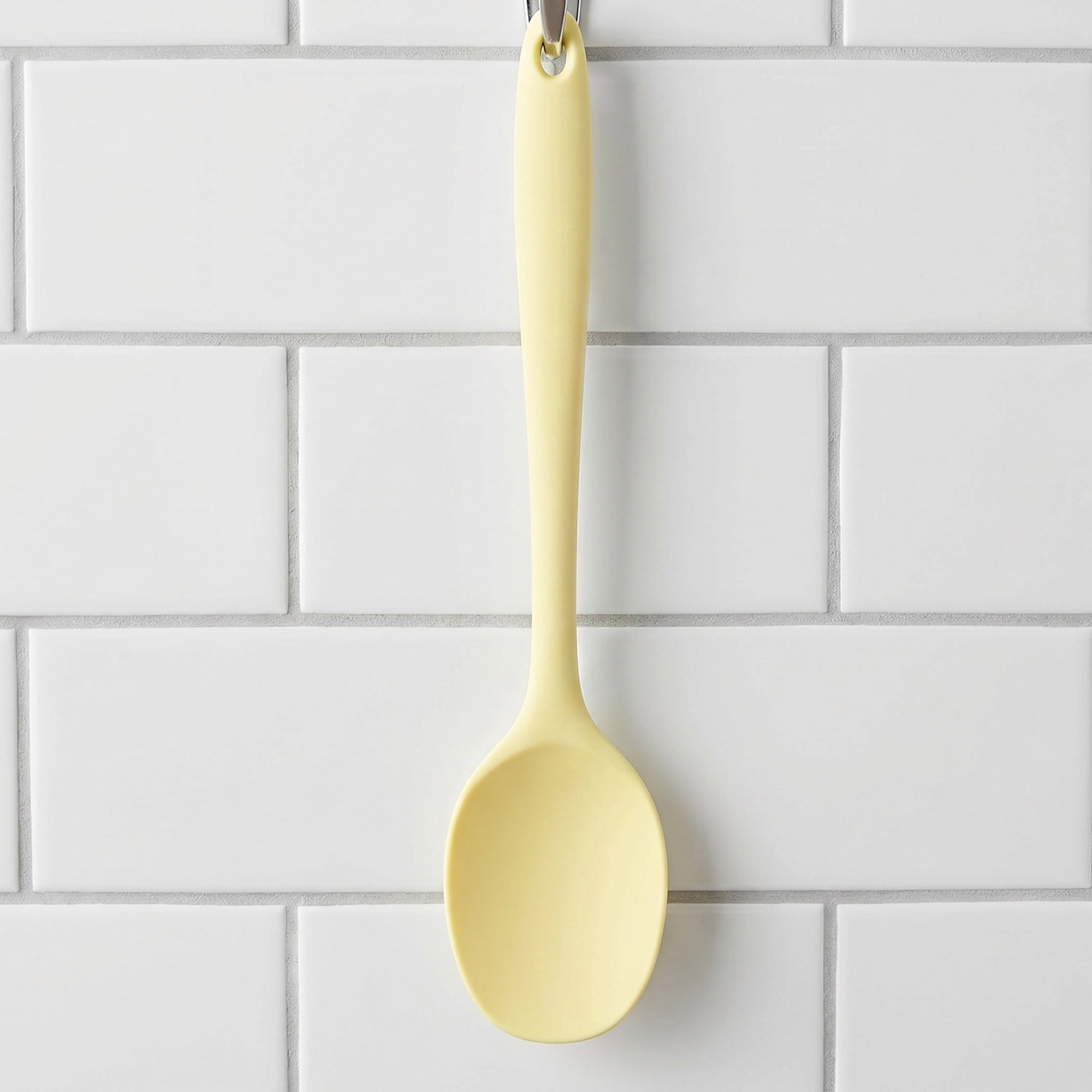 Unique Bargains Silicone Non Stick Heat Resistant Cooking Spoon Yellow 11x2.3in