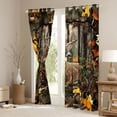 thumbnail image 3 of Homewish Woodland Animal Deer Curtains Pack of 2 (42x84 Each),Rustic Autumn Leaves Curtains Blackout,Green Brown Bedroom Curtains For Men Women,Super Cozy Room Decor, 3 of 6