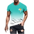 thumbnail image 2 of Hfnxid Mens Big and Tall Top Fashion Graphic Short Sleeve T-Shirt Slim Fit Gradient Crew Neck Tee Summer Classic Breathable Tropical Print Printed Shirts Sky Blue XXXXL, 2 of 6