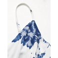 thumbnail image 4 of Multicolor Blue & White Floral Print Spaghetti Strap V-Neck Waist-Cinched A-Line Maxi Dress For Spring Summer Vacation, 4 of 5