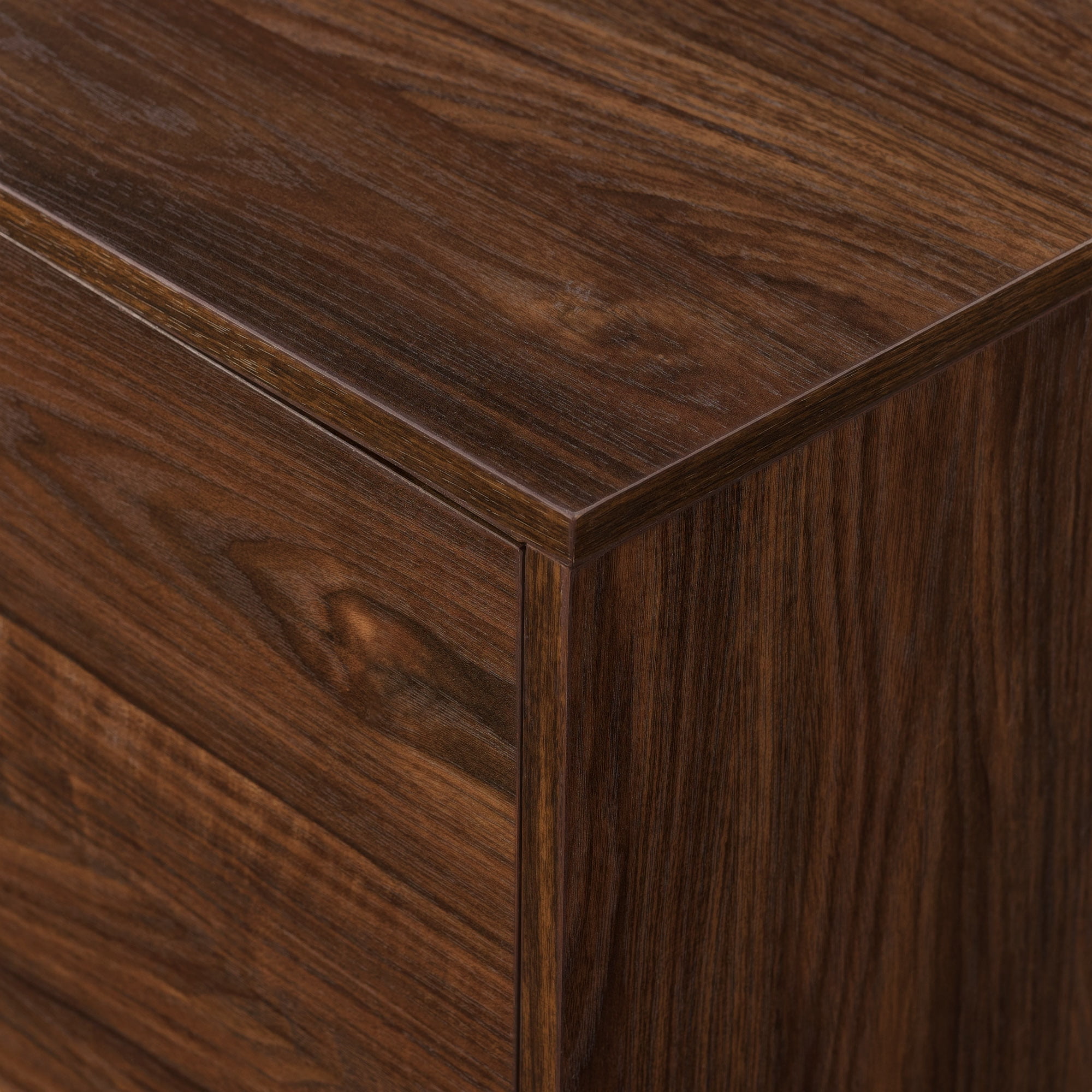Walker Edison Mid-Century Modern Angle-Door TV Stand for TVs up to 80”, Dark Walnut