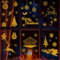 thumbnail image 4 of Juego de 2 pegatinas navideñas silenciosas con aspersiones doradas, pegatinas eléctricas para ventanas, decoraciones navideñas de cristal, pegatinas de pared con polvo dorado, 4 of 5