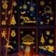 thumbnail image 4 of Juego de 2 pegatinas navideñas silenciosas con aspersiones doradas, pegatinas eléctricas para ventanas, decoraciones navideñas de cristal, pegatinas de pared con polvo dorado, 4 of 5