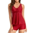 thumbnail image 1 of Aayomet Maillots de Bain pour Femmes Tankini Conservateur (Rouge, S), 1 of 5