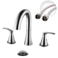 thumbnail image 2 of APPASO SUS304 Stainless Steel 8" Widespread Bathroom Faucet, Brushed Nickel 2 Handle High Arc with Pop-Up Drain, 3 Hole Deck Mount Sink Faucet, Modern Design, 2 of 19