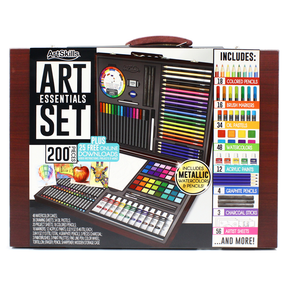 ArtSkills Complete Art Painting & Drawing Set in Wooden Case, for Kids