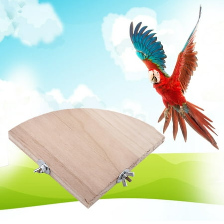 EECOO Bird Stand Platform,Bird Cage Perch Stand Platform Wooden Fan Shape Parrot Hamster Small Animal Pet Budgie Toy Bird Cage (Best Small Parrot For A Pet)