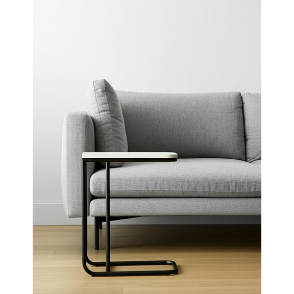 HomeRoots 604464 23 in. Black & White Marble & Metal C Table End Table