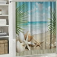 thumbnail image 6 of Orinice Beach Shower Curtain Ocean Theme Starfish Seacoast Seashell Conch Palm Leaves Summer Coastal Scenic Fabric Bathroom Curtains Bathtub Decoration  69x72, 6 of 7