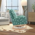 thumbnail image 3 of Rocking Chair for Nursery, Modern Upholstered Rocker Chair with High Back and Side Storage Pocket, Comfy Leisure Accent Armchair for Bedroom, Living Room and Balcony, Green, 3 of 7