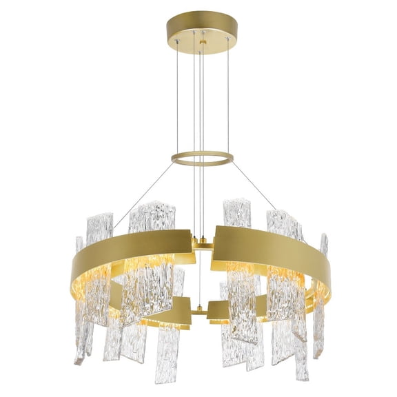 CWI Lighting Guadiana Glass LED Chandelier in Clear/Satin Gold