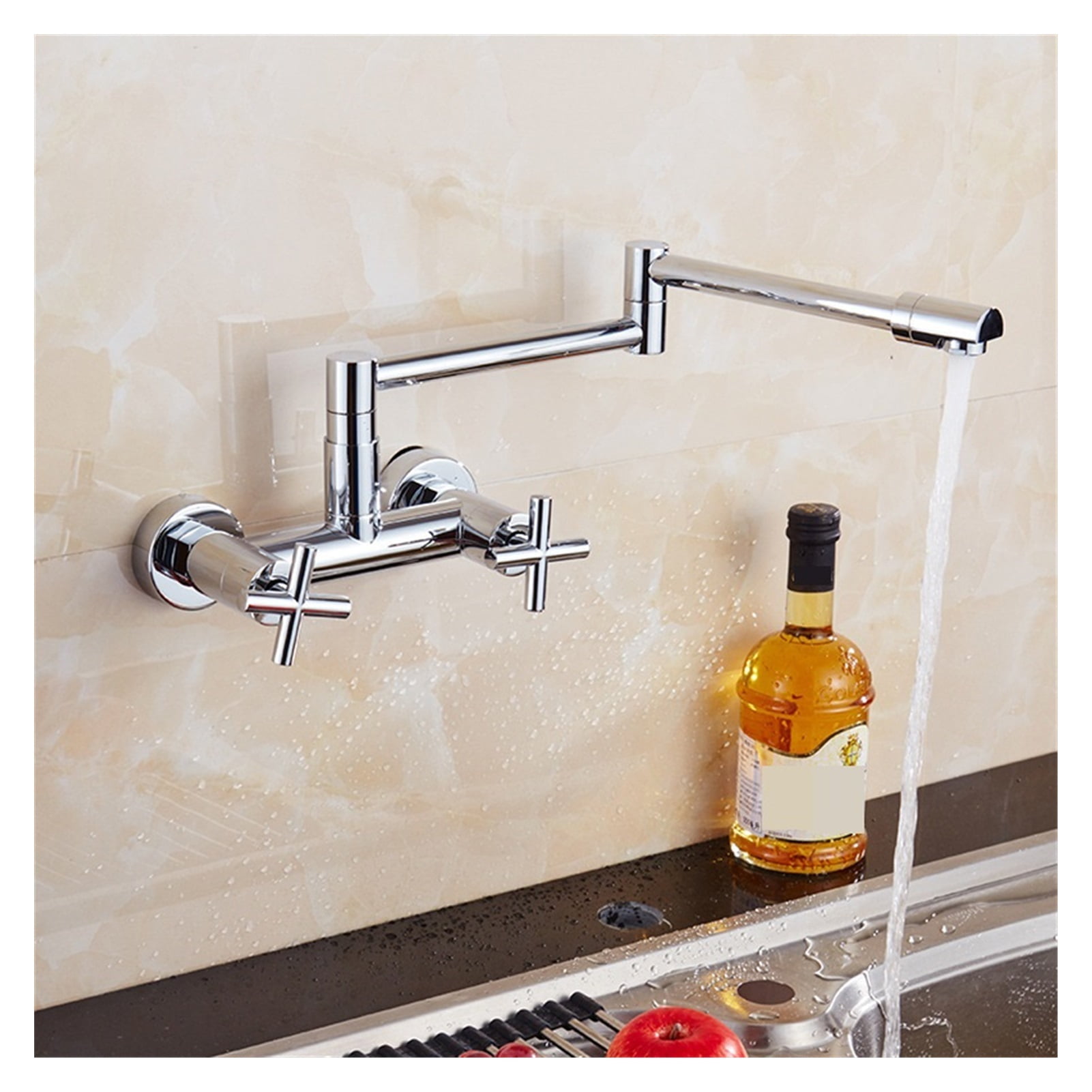 Copper Chrome-plated Folding Into The Wall Kitchen Faucet Universal Swivel Hot And Cold Vegetable Basin Faucet Sink Bathtub Faucet