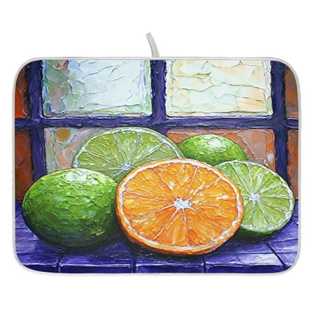 

Citrus Fruits Dish Drying Mat for Kitchen Quick Drying Absorbent Soft Durable 16 x 18