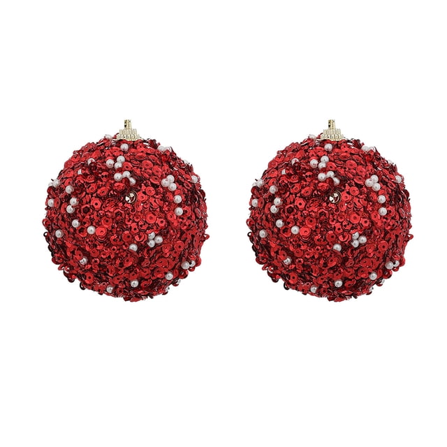 2pc 8CM Christmas Saint Christmas Tree Decorative Sequins Foam Pendant Christmas Decorations Hanging