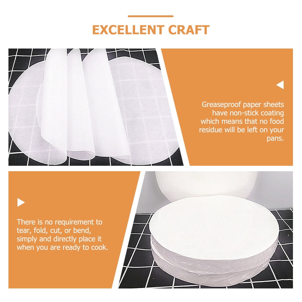 ELAYARD Round Baking Paper Sheets, White Non-Stick Grease Resistant Liners, High Temperature Oven Safe Cooking and Baking Accessories