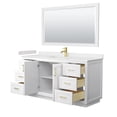 thumbnail image 3 of Wyndham Collection Miranda 66" Marble Single Bathroom Vanity in White/Gold, 3 of 7