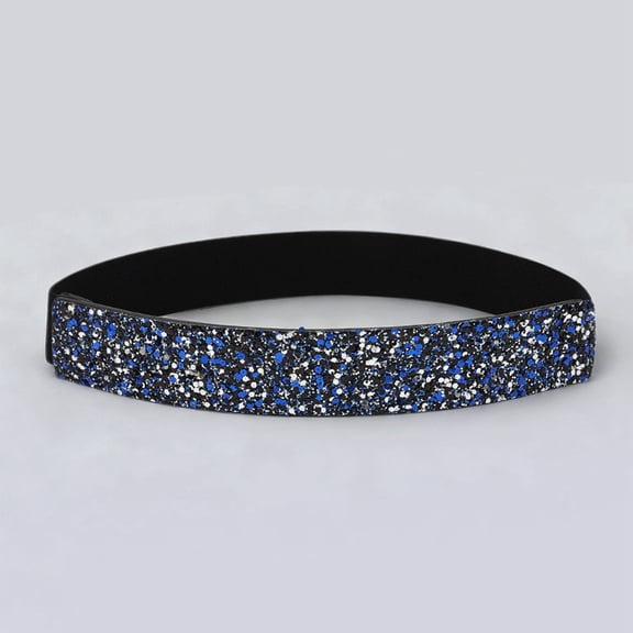 Women's Rhinestone Stretchy Waist Belt for Party (Blue One Size)