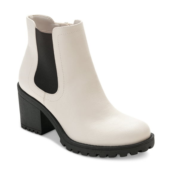 Sun Stone Morghan Lug Block-Heel Booties White 7M