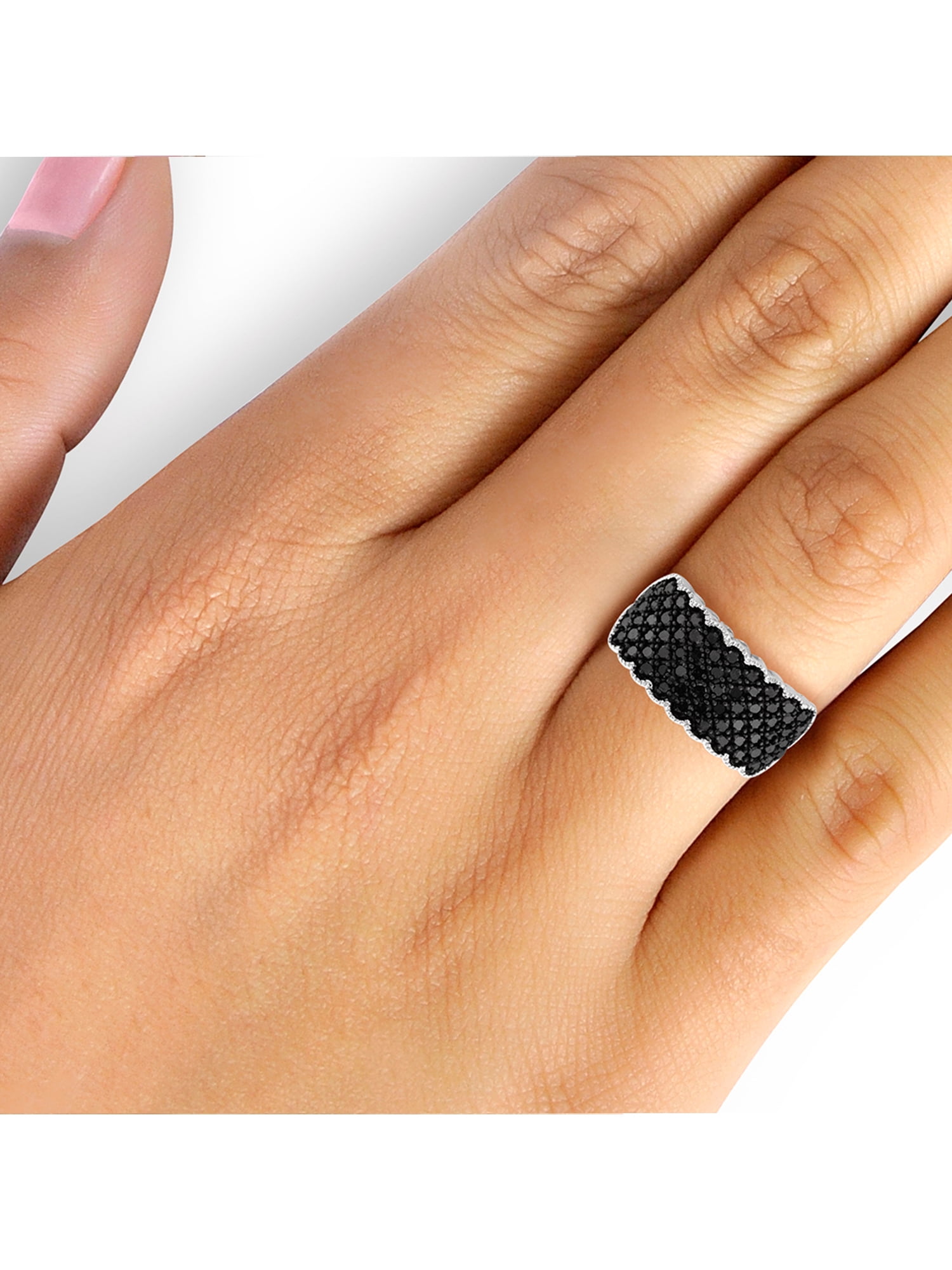 JewelersClub Diamond Rings for Women – 1.00 Carat Black Diamond Ring Jewelry– Sterling Silver Bands for Women –– Ring by JewelersClub
