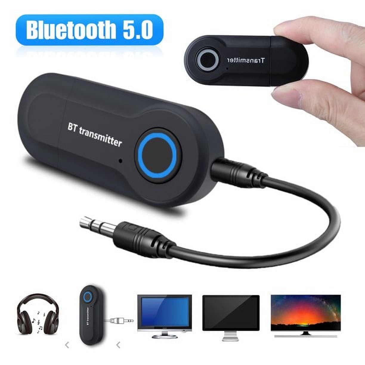 Bluetooth Wireless Audio Transmitter for TV, PC, Computer, CD Player,Music Player - Portable USB Bluetooth 5.0 Music Transmitter 3.5mm Adapter for Home Car Stereo Equipment, Plug&Play