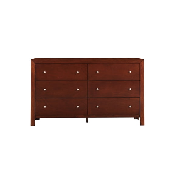 Passion Furniture PF-G2400-D 34 x 17 x 58 in. Burlington 6 Drawer Double Dresser, Cherry