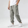 thumbnail image 4 of HBGVBA Boy's Long Pants,Casual Bottoms for Children,Boys Linen Like Solid Color Pants Elastic Waist Pocket Cuffed Trousers for 5 15 Years Sports Daily Pants, 4 of 5