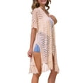 thumbnail image 4 of INSPIRE CHIC Women's Open Front Boho Lightweight Fringe Kimono Beach Knit Cardigans M Beige, 4 of 6