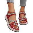 thumbnail image 4 of Women's Summer New Plus-size Ethnic Style Casual Fashion Wedge Sandals Sandals for Women Red 40, 4 of 8