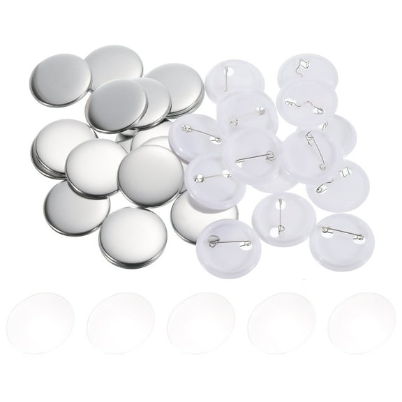 Uxcell 1.26 Inch Button Pin Badge, 100 Set Round Pin Blank Buttons Badges Kit for Craft Supplies Style 2, Silver