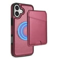 thumbnail image 3 of Compatible With iPhone 16 Magnetic Detachable Wallet Case,PU Leather Back Flip Kickstand,[Compatible With Magsafe],With Card Slots,Shockproof Rugged Phone Case Cover,Red, 3 of 9