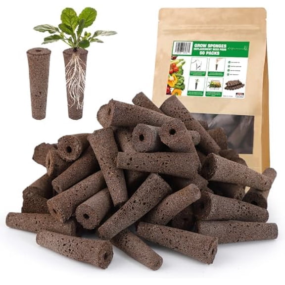 60 Pack Grow Sponges - Replacement Seed Pods for AeroGarden and Hydroponics Indoor Growing System - Ideal for Herb Gardening and Root Growth$$Garden & Patio