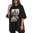 thumbnail image 4 of Plus Size Shirt for Women Black Tops for Women Short Sleeves Shirt for Women Castle (20） T Shirt Crewneck Shirt for Women 5XL, 4 of 5