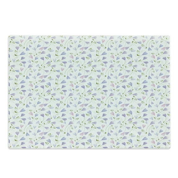 Flower Cutting Board, Soft Toned Iris Autumn Blooming Crocus Petals Garden Leaf Flourishing, Decorative Tempered Glass Cutting and Serving Board, in 3 Sizes, by Ambesonne