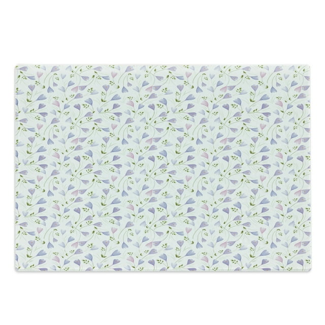 Flower Cutting Board, Soft Toned Iris Autumn Blooming Crocus Petals Garden Leaf Flourishing, Decorative Tempered Glass Cutting and Serving Board, in 3 Sizes, by Ambesonne