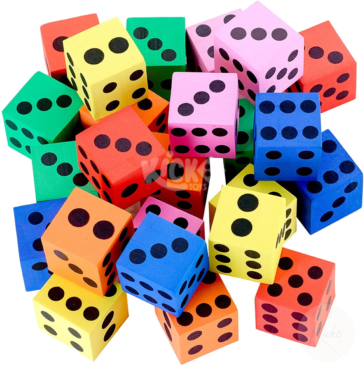 Lot of 6 Assorted Colored Foam Dice 1.5" D6 Gaming Casino 