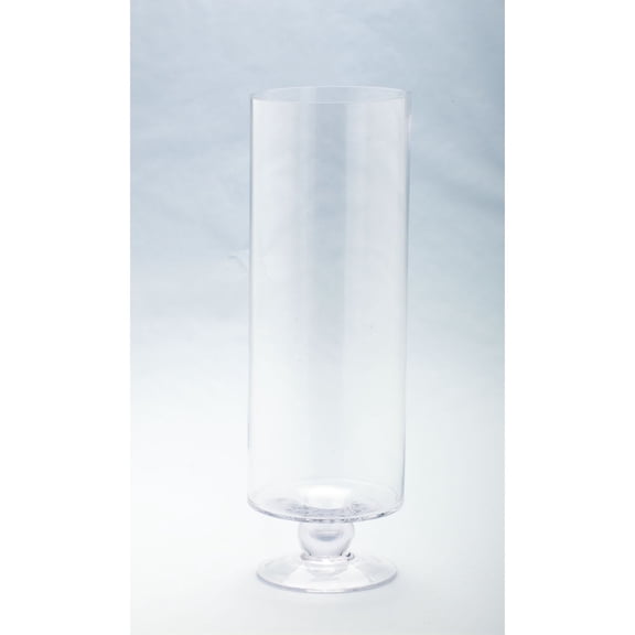 CC Home Furnishings 17" Clear Cylindrical Handblown Solid Glass Candle Holder