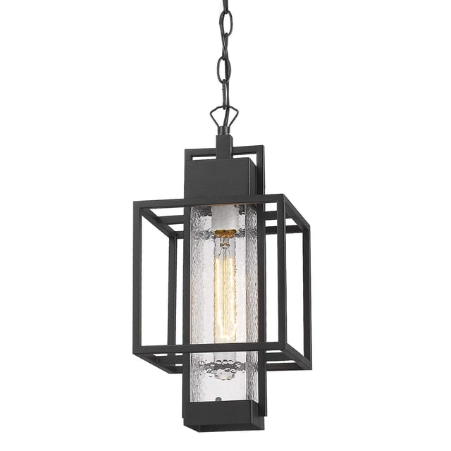 Lámpara colgante de exterior Osimir, 20 x 20 x 36 cm, cristal con burbujas negras