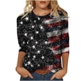 thumbnail image 2 of Vetsdori Women's Summer T Shirts Red White and Blue American Flag Pullover 3/4 Sleeve Plus Size 4th of July Casual Independence Day,Graphic Crew Neck Tops for Ladies, 2 of 5