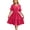 Hot Pink, variant on Women's Swiss Dot Ruffled V Neck Tiered Dress with Sheer Overlay 100% Polyester Fabric for Elegant Occasion Party