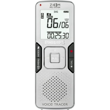 Philips Voice Tracer 8GB Digital Voice Recorder with LCD Display, Aluminum Silver, LFH0884