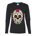thumbnail image 2 of Wild Bobby Day Of The Dead Sugar Skull Pop Culture Women Graphic Long Sleeve Tee, Black, X-Large, 2 of 5