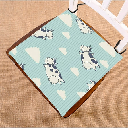 

YKCG Animal Cattle Cow Flying in Sky Clouds Seat Cushion Chair Cushion Floor Cushion Twin Sides 20x20 inches