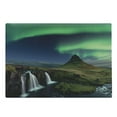 thumbnail image 1 of Aurora Borealis Cutting Board, Waterfall Kirkjufellsfoss in the Mountains Iceland Picture Night, Decorative Tempered Glass Cutting and Serving Board, Large Size, Multicolor, by Ambesonne, 1 of 1