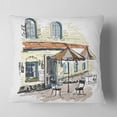 thumbnail image 2 of Designart Street Cafe - Watercolor Painting Throw Pillow - 18x18, 2 of 5