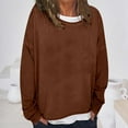 thumbnail image 2 of UJNDER Women's Crewneck Sweatshirt Solid Color DIY Pullover Long Sleeve Casual Loose Brown M, 2 of 8