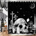 thumbnail image 2 of Halloween Shower Curtain, Gothic Spooky Shower Curtain Set with 12 Hooks, Halloween Shower Curtains for Bathroom Decor, Black, 72x72 Inch, 2 of 6