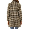 thumbnail image 3 of INSPIRE CHIC Women's Casual Plaid Turn Down Collar Mid Length Woolen Overcoat Coffee XS, 3 of 7